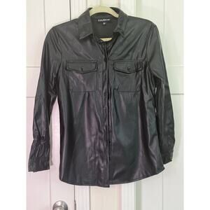 Eilly Bazar Black Pleather Long Sleeve Shirt - Women's XS